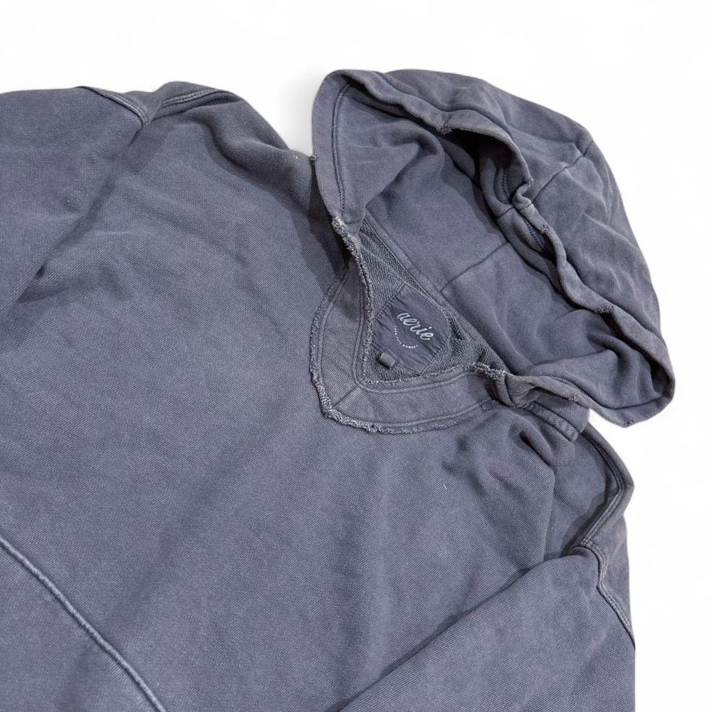 Aerie Oversized Blue Pullover Hoodie Distressed XS TP Washed Loungewear